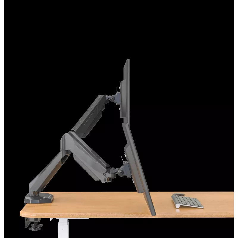 Rockstable RS-MM011B Profesjonalny podwójny uchwyt biurkowy do monitorów - zacisk/śruba - 16 kg - 15-32 cale - 100x100 mm - Czarny