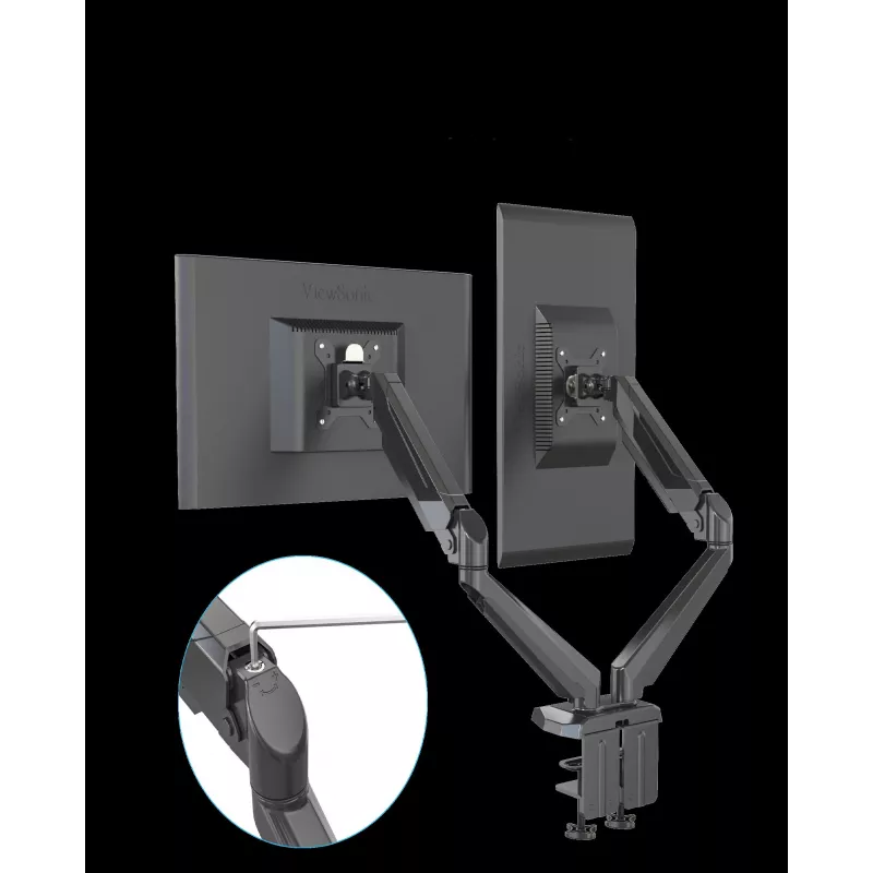 Rockstable RS-MM011B Profesjonalny podwójny uchwyt biurkowy do monitorów - zacisk/śruba - 16 kg - 15-32 cale - 100x100 mm - Czarny