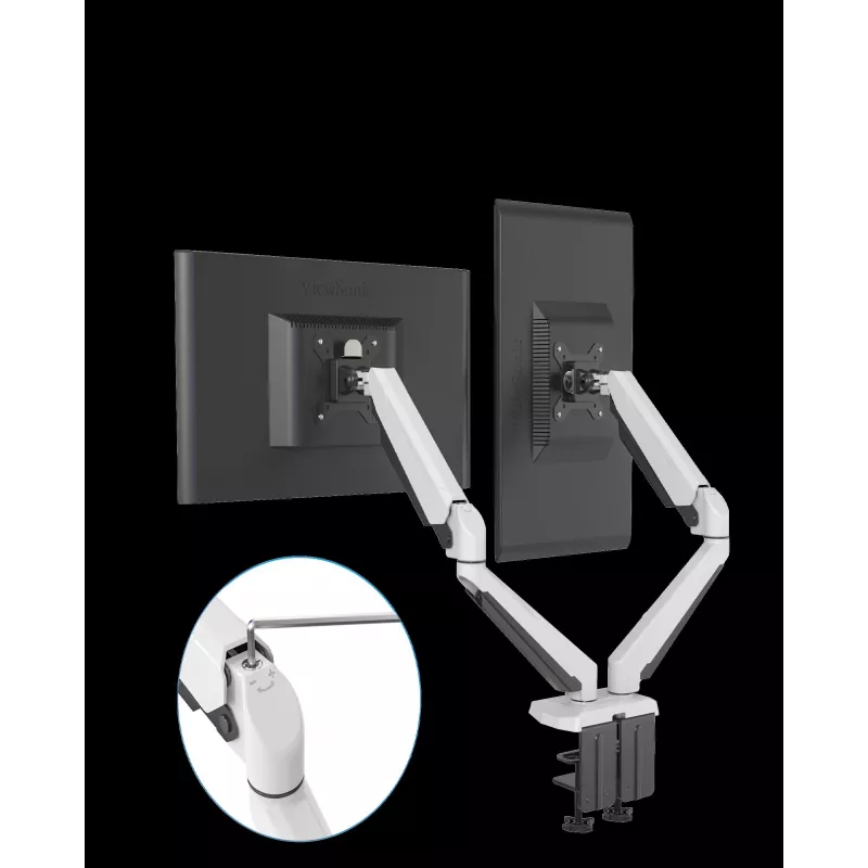 ROCKSTABLE RS-MM011W Professionalny Podwójny Uchwyt do Monitorów - Zacisk / Przepust - 16 kg - 38,1 cm (15 inch) - 81,3 cm (32 inch) - 100 x 100 mm - Biały