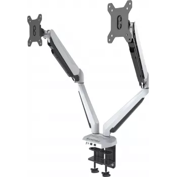 ROCKSTABLE RS-MM011W Professionalny Podwójny Uchwyt do Monitorów - Zacisk / Przepust - 16 kg - 38,1 cm (15 inch) - 81,3 cm (32 inch) - 100 x 100 mm - Biały