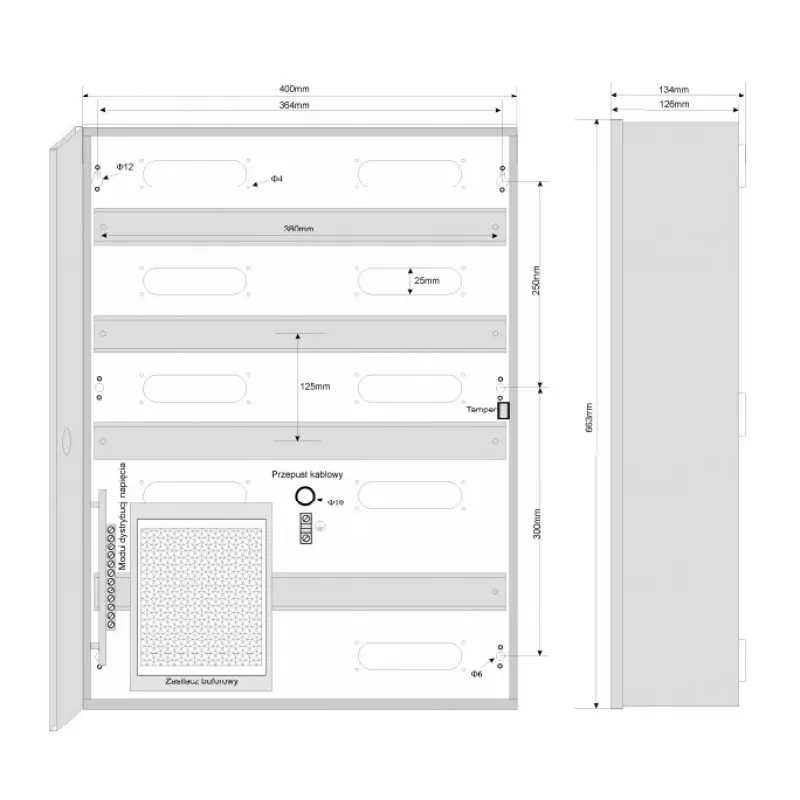 ROGER ME-5-S Metalowa obudowa natynkowa do systemów kontroli dostępu, IP54, jasnoszary (RAL 7035)
