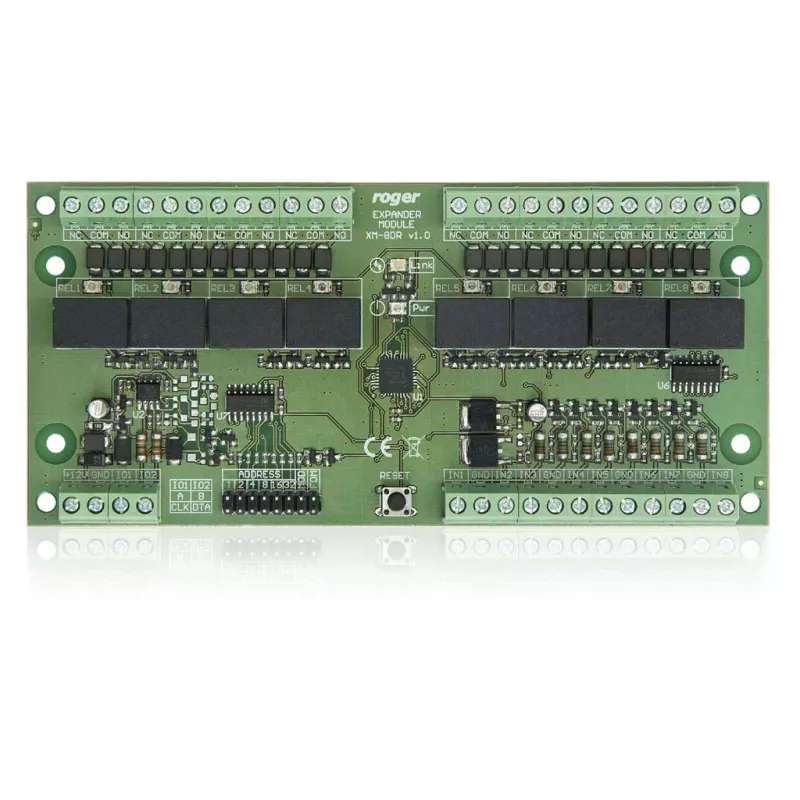 ROGER XM-8DR-BRD Moduł rozszerzeń I/O, 8 wejść, 8 wyjść przekaźnikowych, RS485