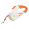 ROJECO RQYS-04 ORG Automatyczna smycz dla psa z lampką LED, taśma 5 m, biało-pomarańczowa, dla psów do 30 kg