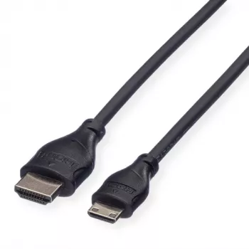 ROLINE Kabel HDMI High Speed z Ethernetem, wtyk HDMI Typ A męski na Mini HDMI Typ C męski, 1 m, czarny