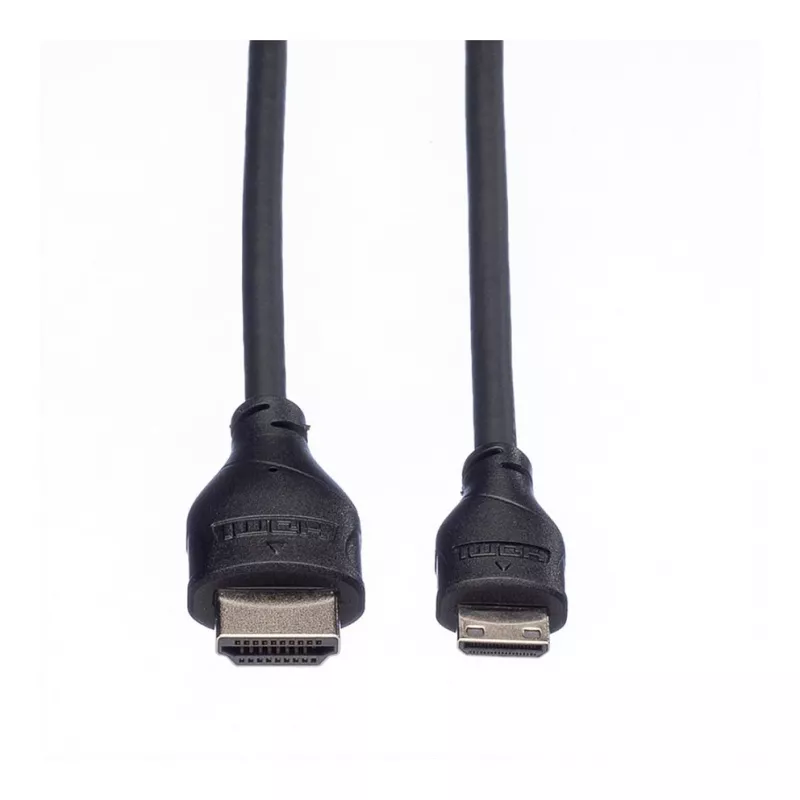 ROLINE Kabel HDMI High Speed z Ethernetem, wtyk HDMI Typ A męski na Mini HDMI Typ C męski, 1 m, czarny