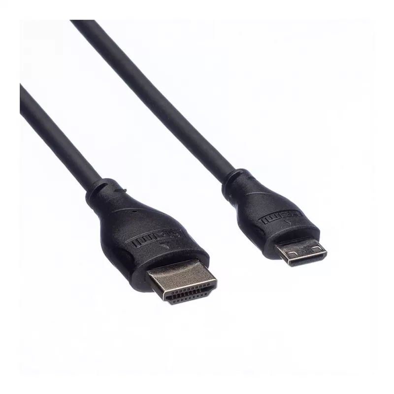 ROLINE Kabel HDMI High Speed z Ethernetem, wtyk HDMI Typ A męski na Mini HDMI Typ C męski, 1 m, czarny