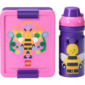 ROOM COPENHAGEN LEGO Lunch Set Bee - Zestaw 2-częściowy z butelką do picia i pudełkiem na lunch, fioletowy
