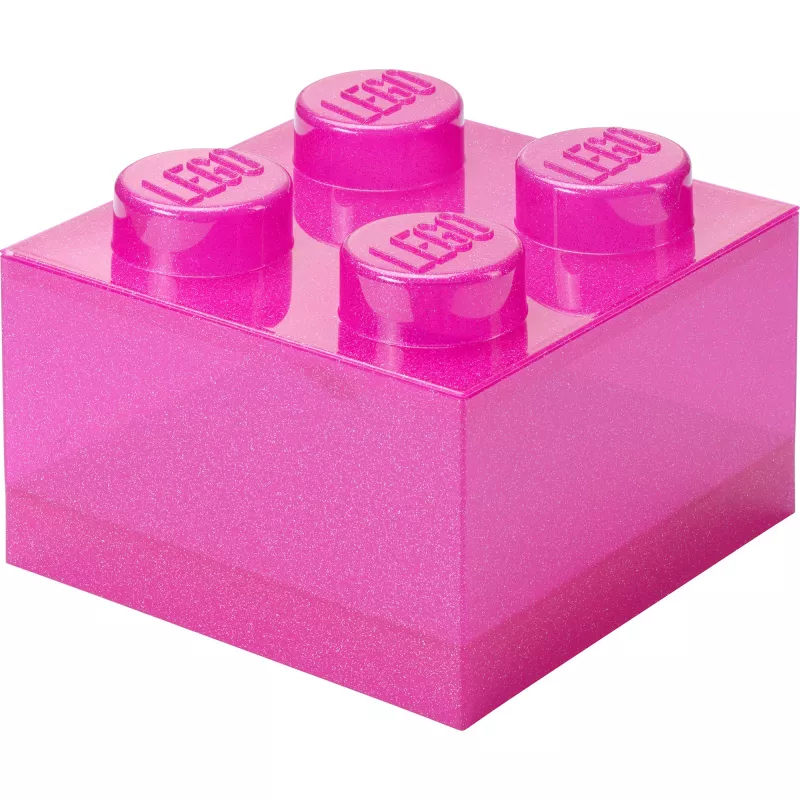 Room Copenhagen LEGO Storage Brick 4 Top Lid Glitter Pink/Transparent