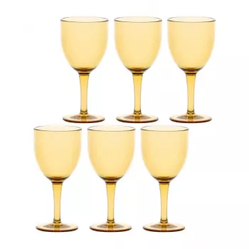 ROSE&TULIPANI FIABA Zestaw 6 kieliszków akrylowych do wina 400 ml, Bursztyn
