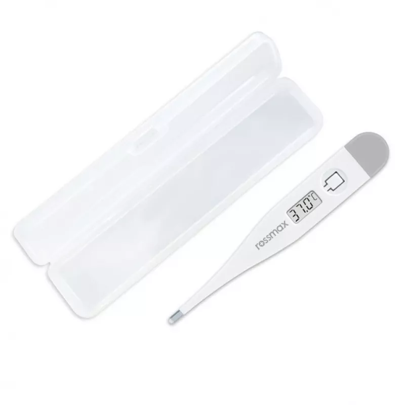 Rossmax TG 100 Termometr cyfrowy z alarmem gorączkowym, do pomiaru w jamie ustnej, odbytnicy i pod pachą, wodoodporna sonda, wyświetlacz LCD, pamięć ostatniego pomiaru, przełącznik °C/°F