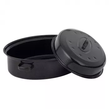Russell Hobbs BW072151 Blacha do pieczenia z emalii witryfikowanej 38cm z samonawilżającą pokrywką, czarno-kremowa