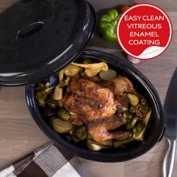Russell Hobbs CW114911EU Blacha do pieczenia z emalii witryfikowanej 36 cm z samonawilżającą pokrywką, czarna
