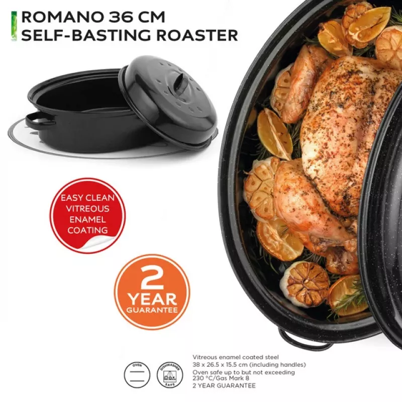 Russell Hobbs CW114911EU Blacha do pieczenia z emalii witryfikowanej 36 cm z samonawilżającą pokrywką, czarna