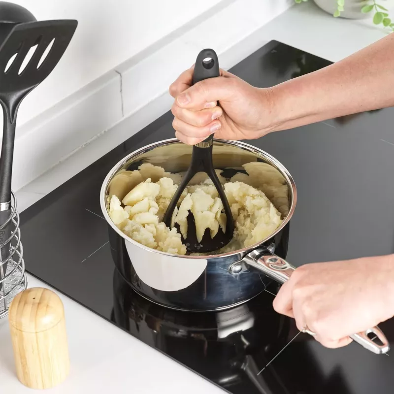Russell Hobbs RH03026EU7 5-częściowy zestaw przyborów kuchennych z obrotowym stojakiem, czarny i srebrny