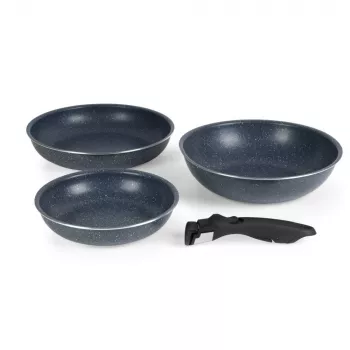 Russell Hobbs RH03296 Nightfall Stone 4-częściowy zestaw patelni Smart Clip