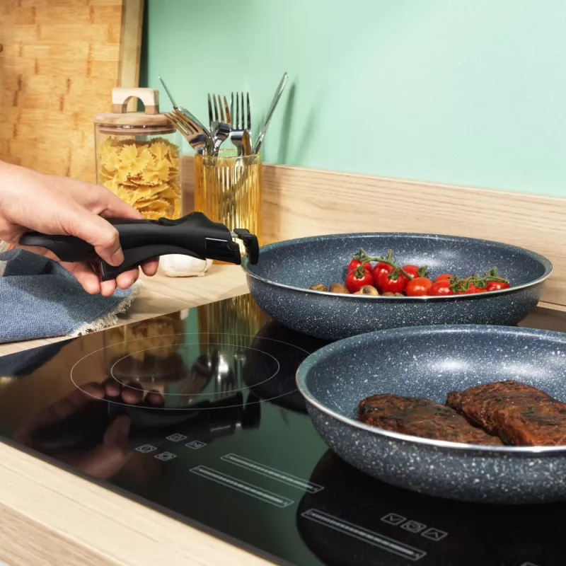 Russell Hobbs RH03297 Nightfall Stone 4-częściowy zestaw patelni Smart Clip