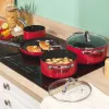 Russell Hobbs RH03821 Riviera 4-częściowy zestaw patelni, czerwony