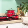 Russell Hobbs RH03821 Riviera 4-częściowy zestaw patelni, czerwony