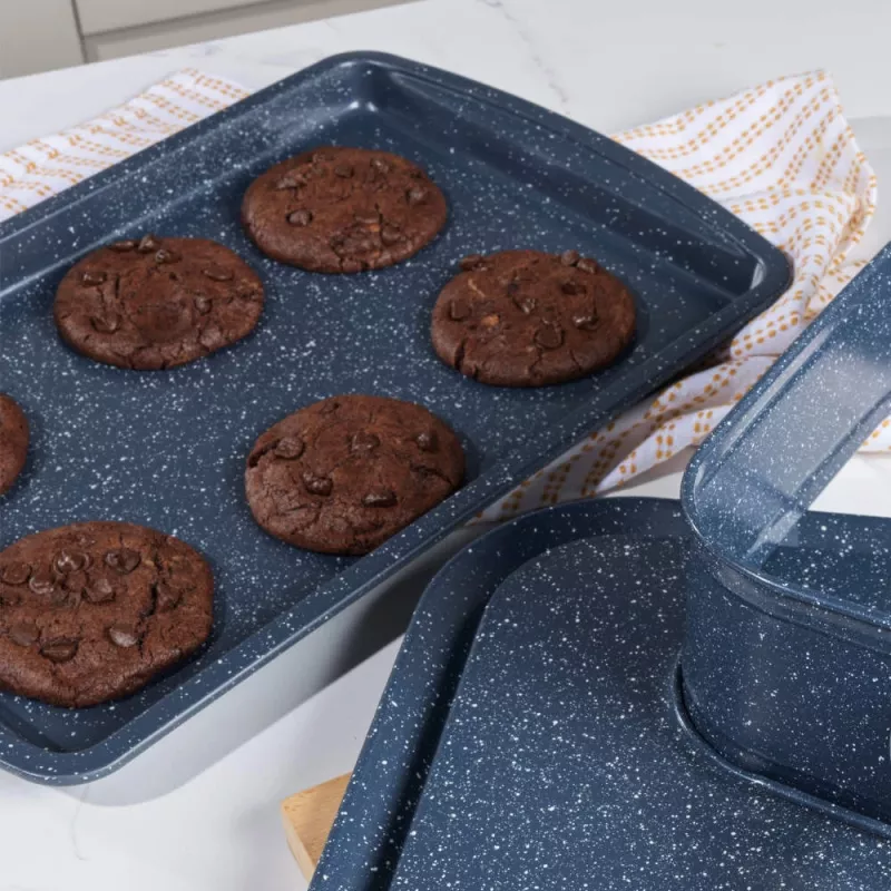 Russell Hobbs RH03858 Nightfall Stone Blacha do Pieczenia 2 szt., Stal Węglowa, Nieprzywierająca, Odporna na Temperaturę do 230°C, Prostokątna, Ciemnoszary/Czarny