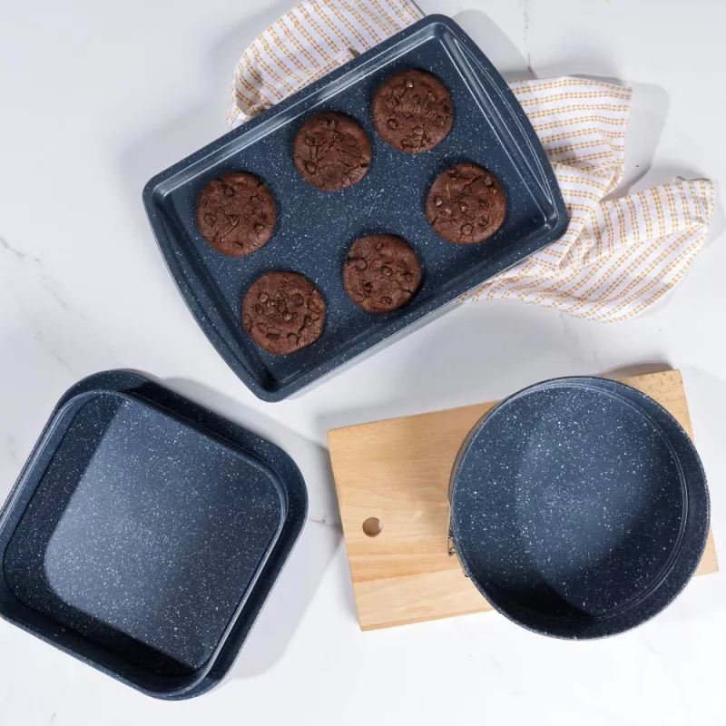 Russell Hobbs RH03858 Nightfall Stone Blacha do Pieczenia 2 szt., Stal Węglowa, Nieprzywierająca, Odporna na Temperaturę do 230°C, Prostokątna, Ciemnoszary/Czarny