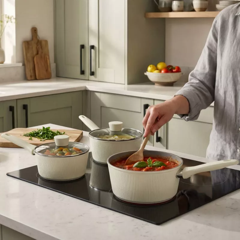 Russell Hobbs RH03866C Cote 16 cm Saucepan, Cream