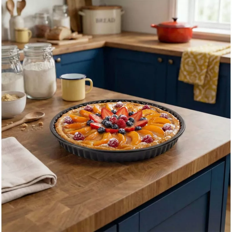 Russell Hobbs RH03899 Everyday Tart Tin 25 cm Non-Stick Carbon Steel Loose Base Grey