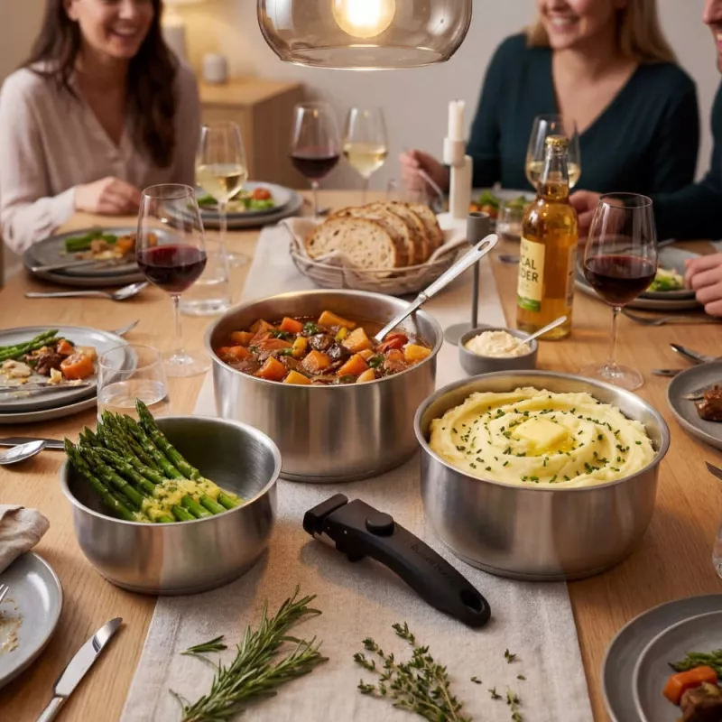 Russell Hobbs RH04034 Zestaw 4 garnków ze stali nierdzewnej z inteligentnymi pokrywkami Smart Clip