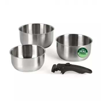 Russell Hobbs RH04034 Zestaw 4 garnków ze stali nierdzewnej z inteligentnymi pokrywkami Smart Clip
