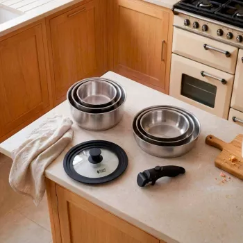 Russell Hobbs RH04041 Zestaw Garnków ze Stali Nierdzewnej 8 Części Smart Clip