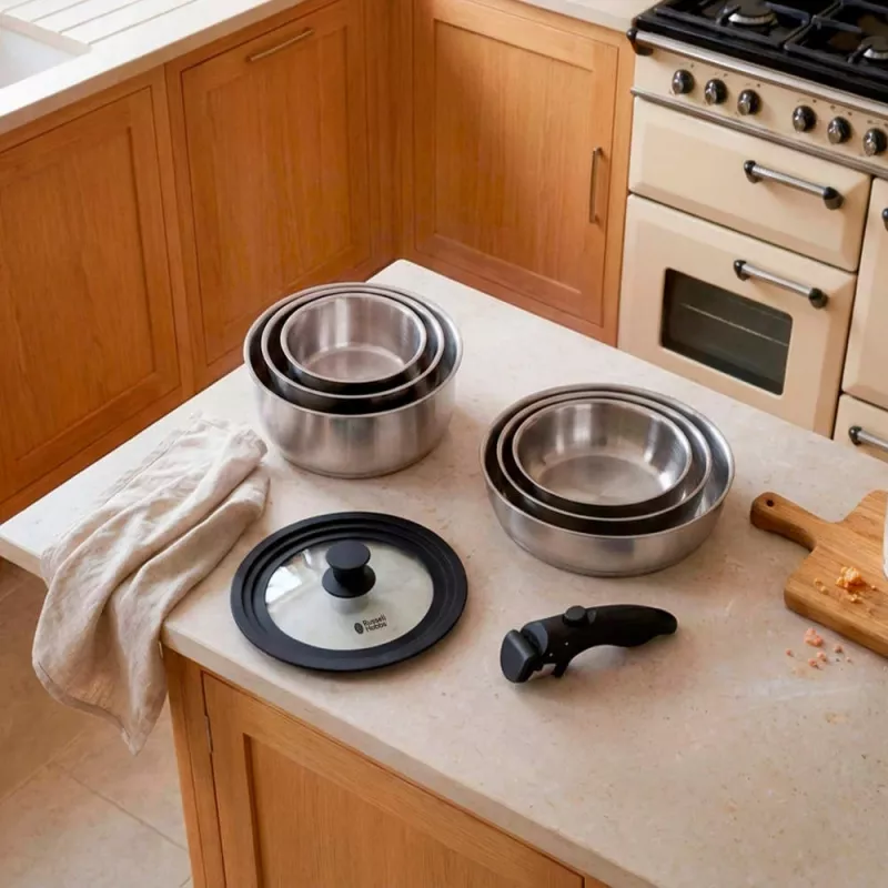 Russell Hobbs RH04041 Zestaw Garnków ze Stali Nierdzewnej 8 Części Smart Clip