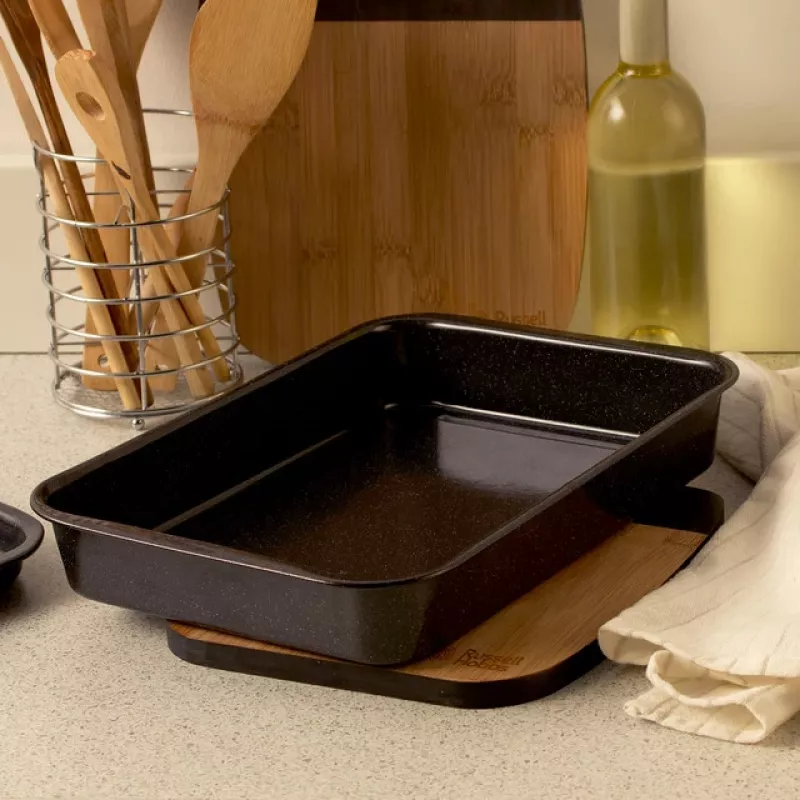 Russell Hobbs Romano 36cm Rectangular Roaster - Carbon Steel, Non-Stick, Charcoal Grey
