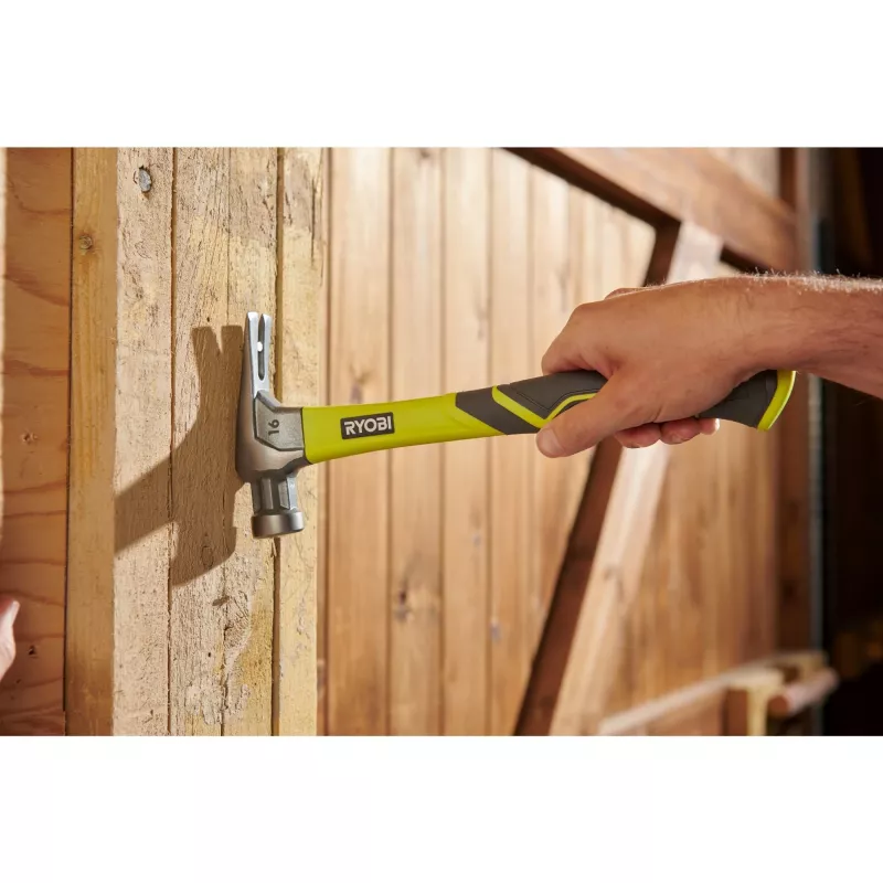 Młotek ciesielski RYOBI RH16FSS (Zielony/Szary, Magnetyczny uchwyt na gwoździe)