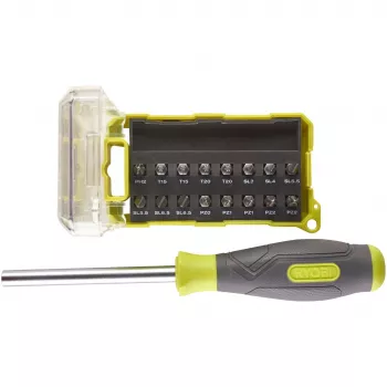 Wkrętak RYOBI RSD17PCS z zestawem 17 końcówek (zielony/szary)