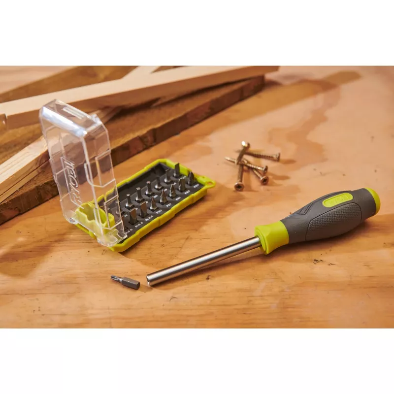 Wkrętak RYOBI RSD17PCS z zestawem 17 końcówek (zielony/szary)