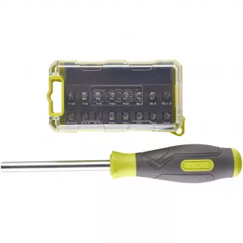 Wkrętak RYOBI RSD17PCS z zestawem 17 końcówek (zielony/szary)
