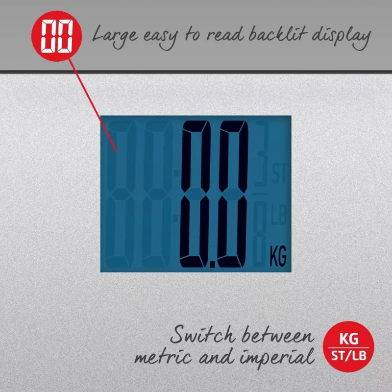 Salter 9075 SCFEU12 Max Elektroniczna Cyfrowa Waga Łazienkowa, Srebrny