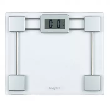 Salter 9081 SVFEU12 Szklana Elektroniczna Waga Łazienkowa, Srebrny/Przezroczysty