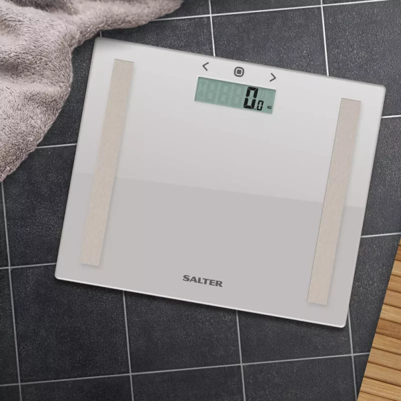 Salter 9113 GFEU12 Compact Glass Analyser Bathroom Scales, Grey