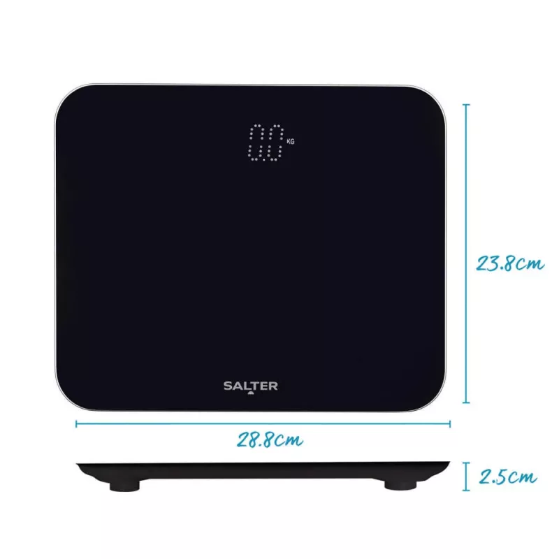Salter 9204 BFEU12 Phantom Elektroniczna Waga Kuchenna, Czarna, 5 kg Pojemność, 1 g Działka, Wyświetlacz LCD, Wzmocniona Szklana Platforma