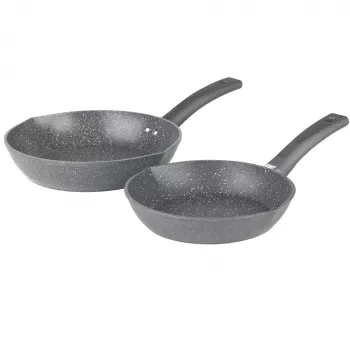 Zestaw patelni Salter BW09071AR Easy Pour 2 sztuki - 20 cm i 24 cm, kute aluminium, powłoka nieprzywierająca bez PFOA, kompatybilny z indukcją, czarno-szary