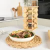 Salter BW127771 Bamboo Rotating Spice Rack z 16 szklanymi słoikami