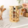 Salter BW127771 Bamboo Rotating Spice Rack z 16 szklanymi słoikami