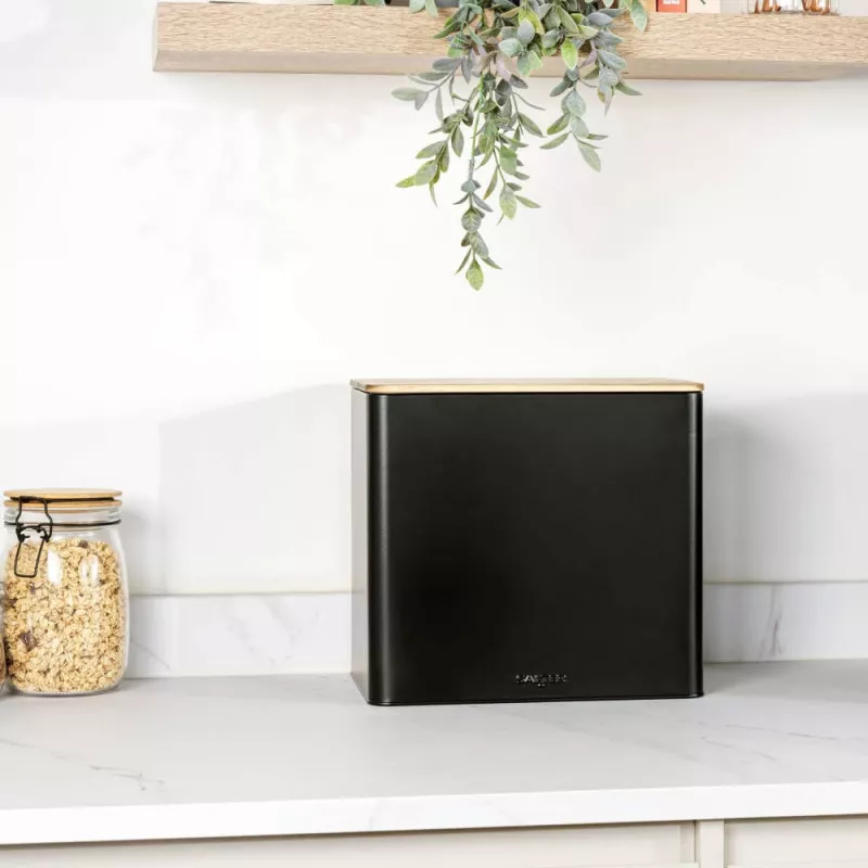 Salter BW128991 Toronto Bread Bin, Black/Wooden