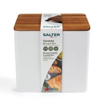 Salter BW128991W Toronto Bread Bin, Biały/Drewniany