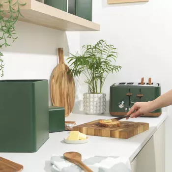 Salter BW12899G Toronto Bread Bin, Green/Wooden