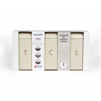Salter BW13729OEU7 Pebble 3 Piece Canister Set Stone, Beige