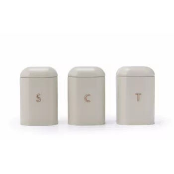 Salter BW13729OEU7 Pebble 3 Piece Canister Set Stone, Beige