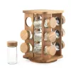 Salter BW14236 Toronto Rotating Spice Rack - 8 Glass Jars with Stainless Steel Rack, 360° Rotation, Silver