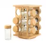 Salter BW14238 Bamboo Rotating Spice Rack z 16 szklanymi słoikami