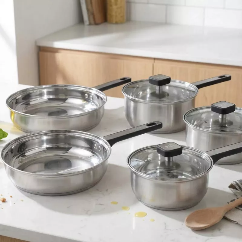 Zestaw patelni Salter BW14629 Expert 5-częściowy - kute aluminium, nieprzywierająca, kompatybilna z indukcją, czarny